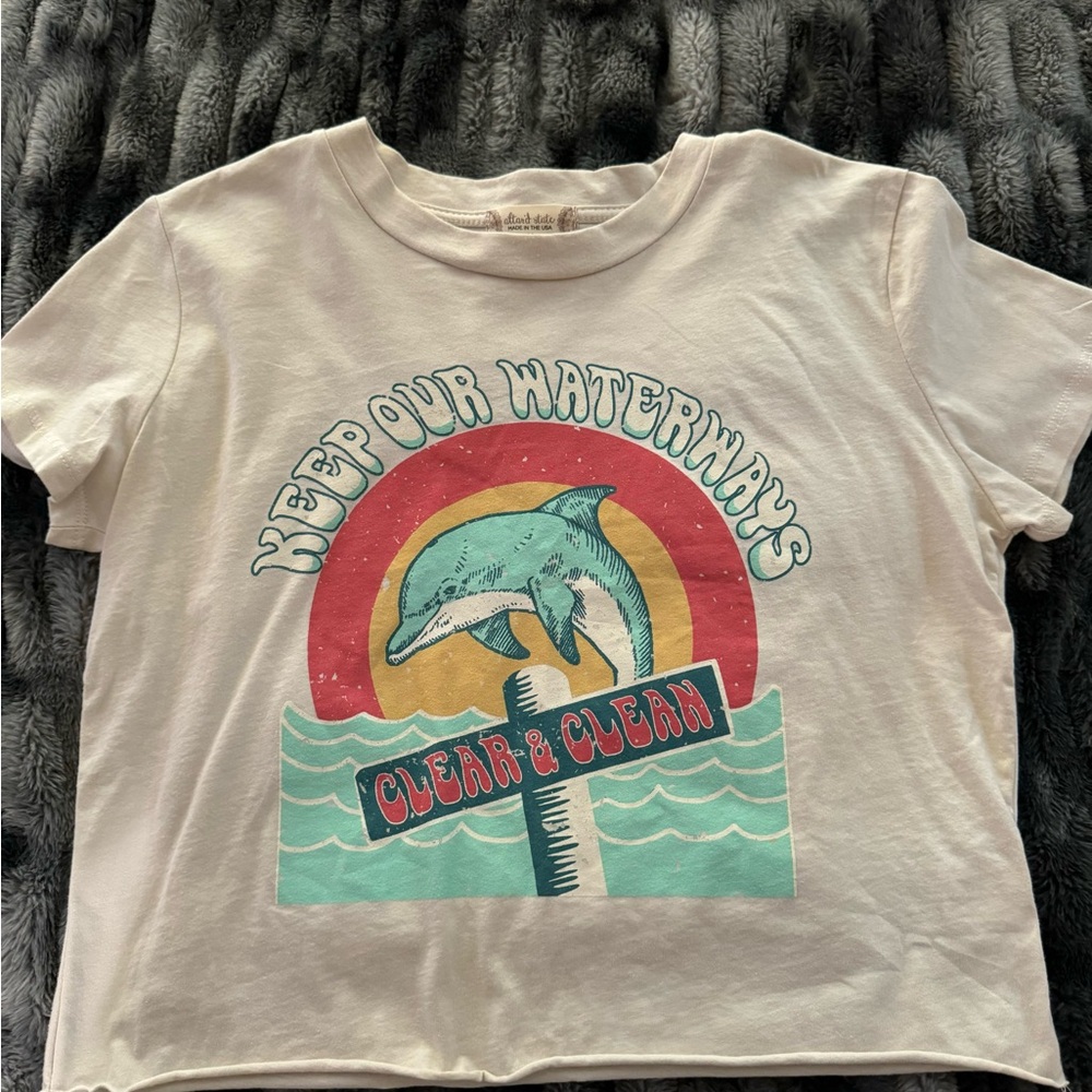 Hudson Jeans Kids Cream Keep Our Waterways Clean T-Shirt